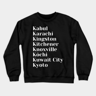 Cities start with the letter, K, Mug, Tote, Pin Crewneck Sweatshirt